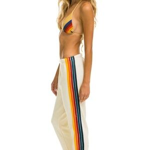 Aviator Nation 5 STRIPE SWEATPANTS - VINTAGE WHITE, Size xs